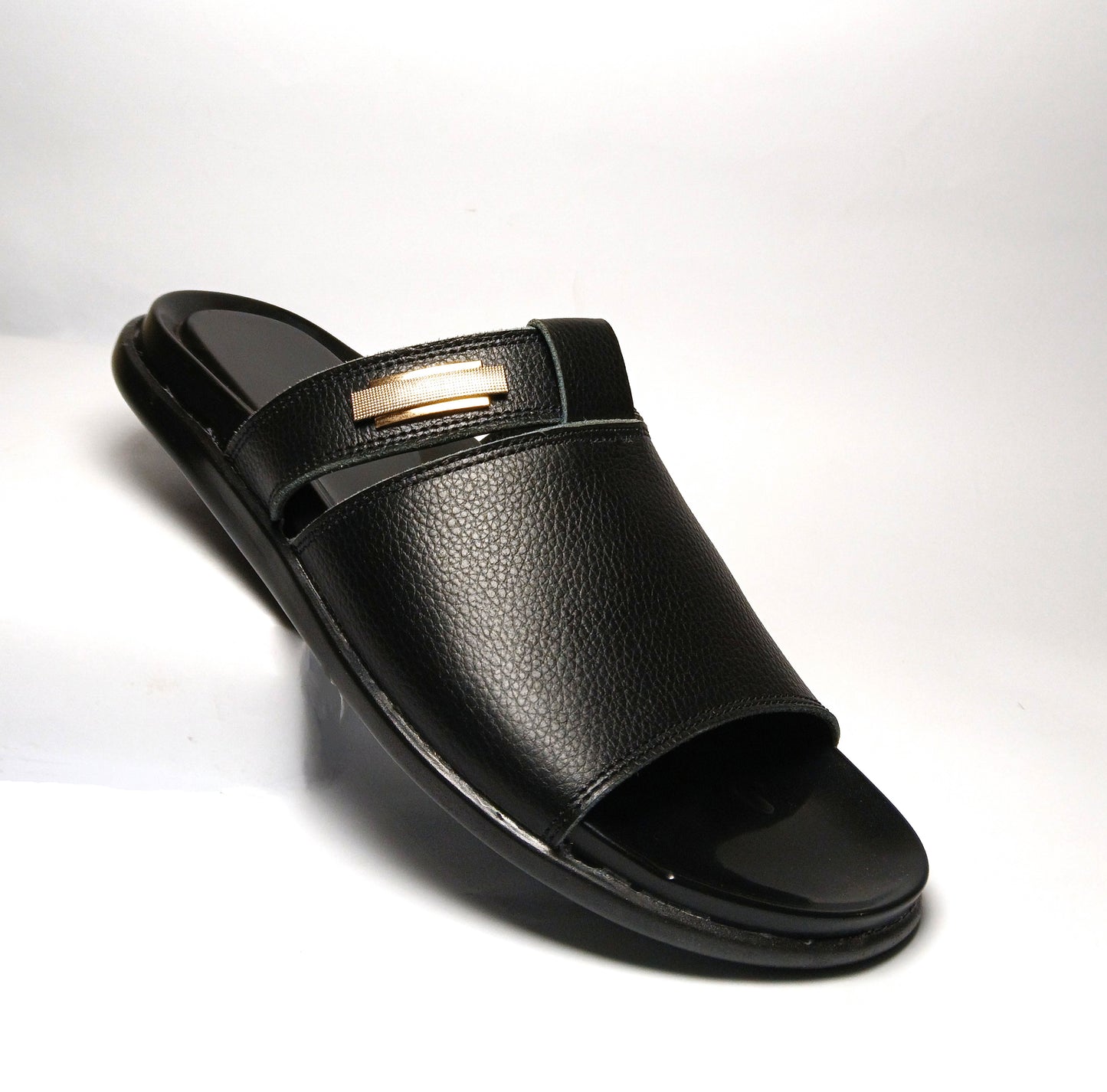 Men's Black Leather Slippers, Chappal – Premium Comfort & Style | Best Price in Pakistan | Shop High-Quality Mens Leather Slippers Online