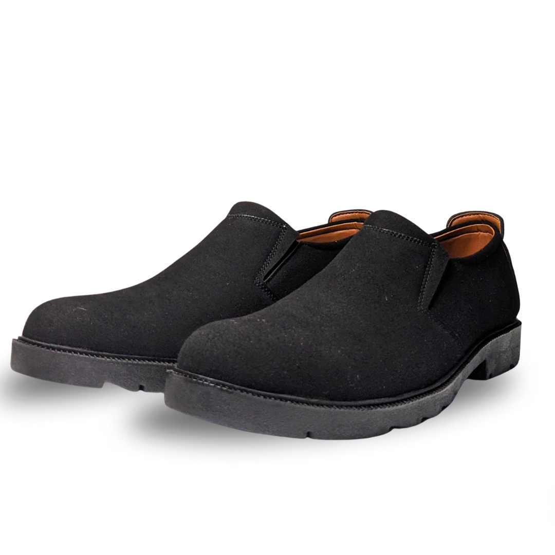 Premium Black Leather Slip-on Dress shoes for Men in Pakistan - Black Suede leather formal shoes for men