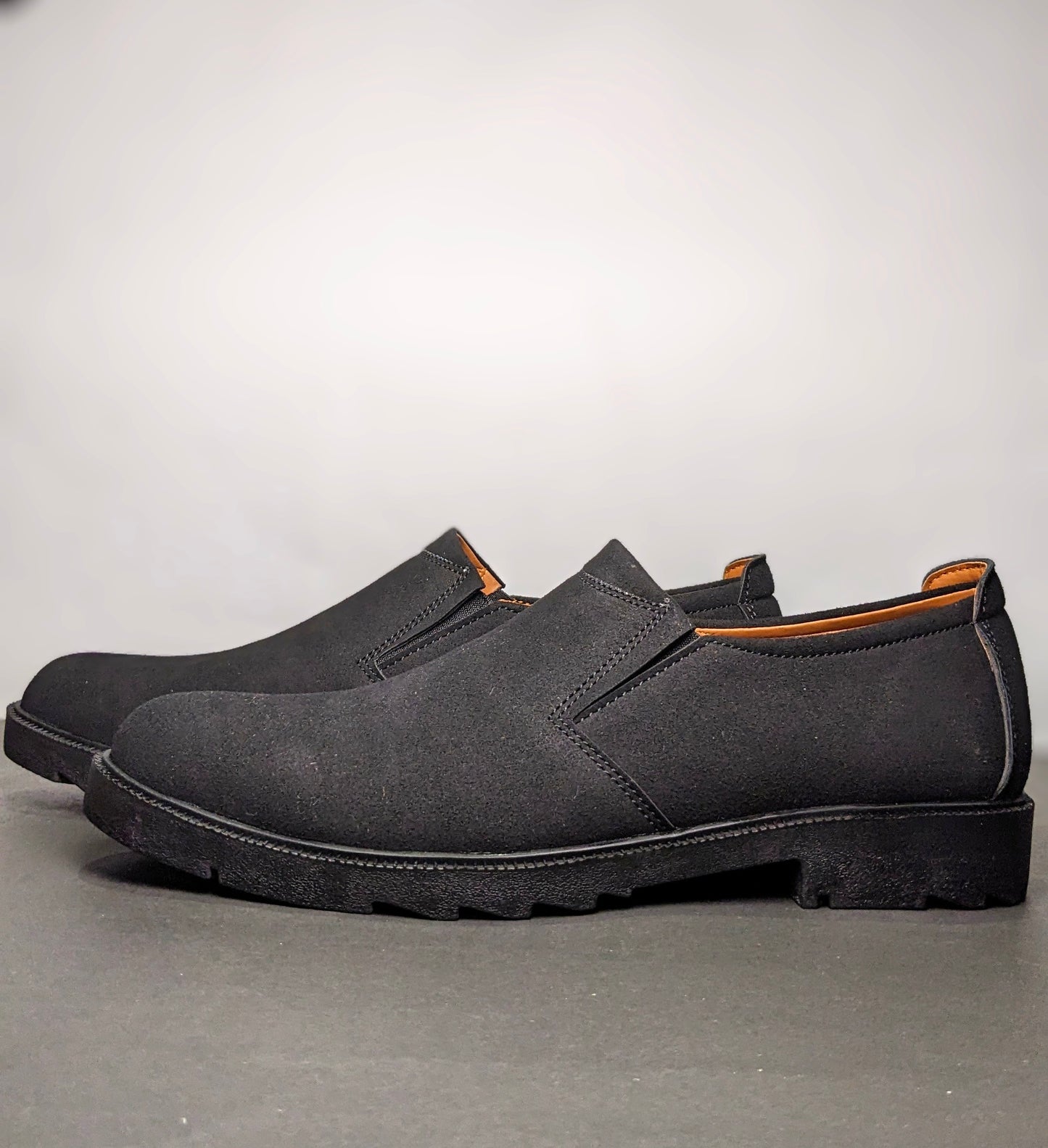 Premium Black Leather Slip-on Dress shoes for Men in Pakistan - Black Suede leather formal shoes for men