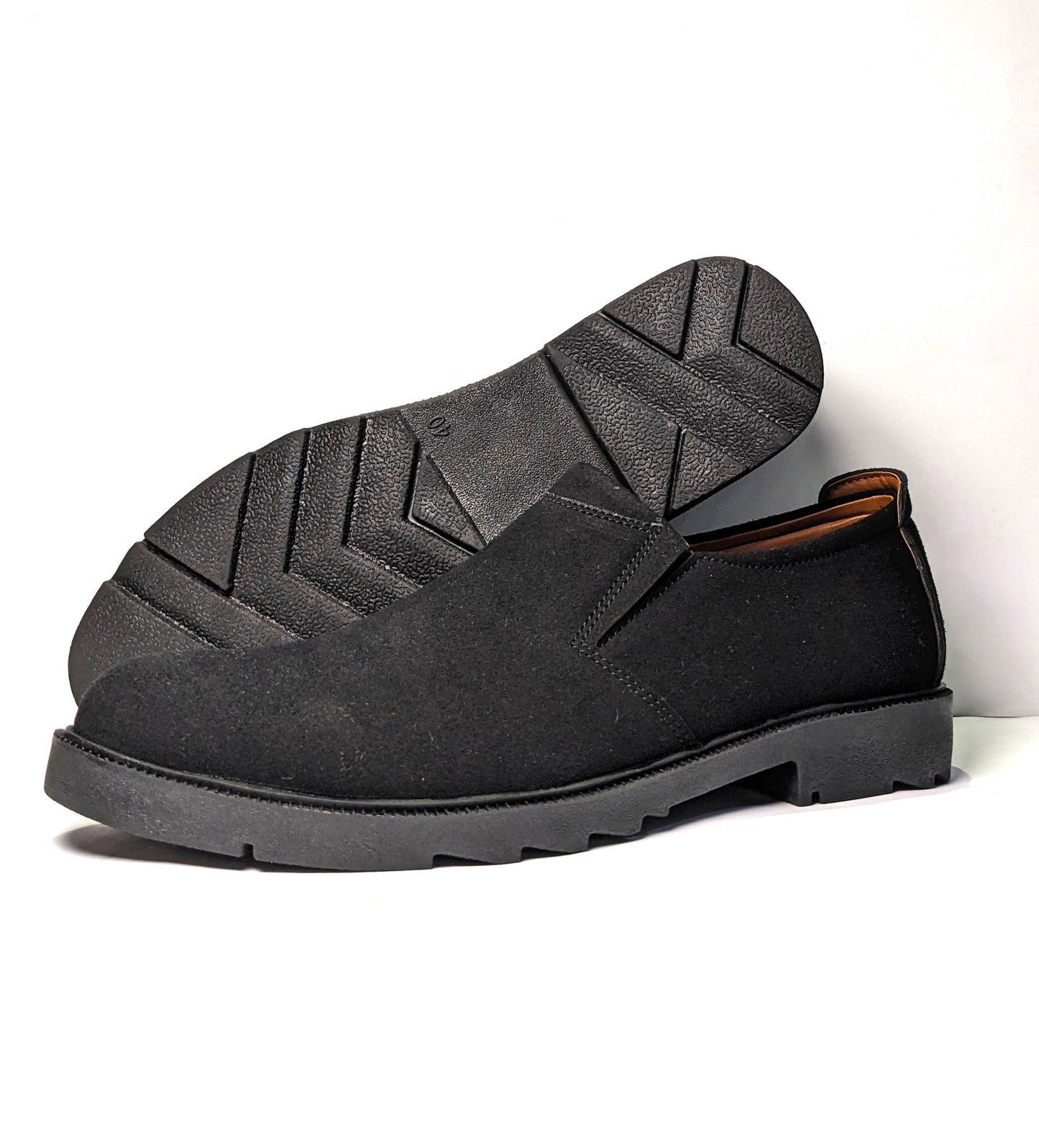 Premium Black Leather Slip-on Dress shoes for Men in Pakistan - Black Suede leather formal shoes for men