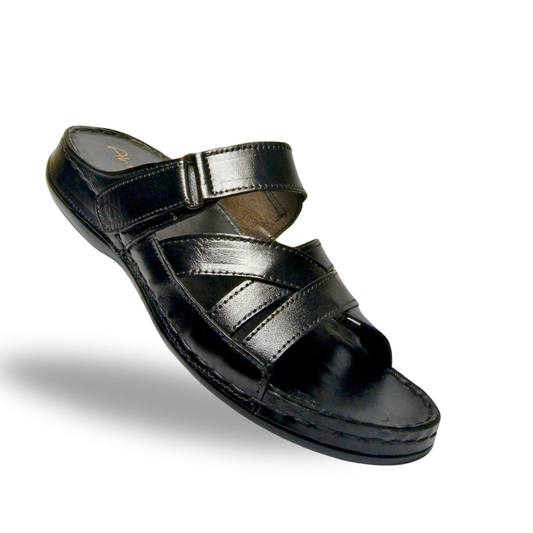 Men's Black Leather Slippers in Pakistan | Premium Leather Chappals for Men – Stylish & Comfortable