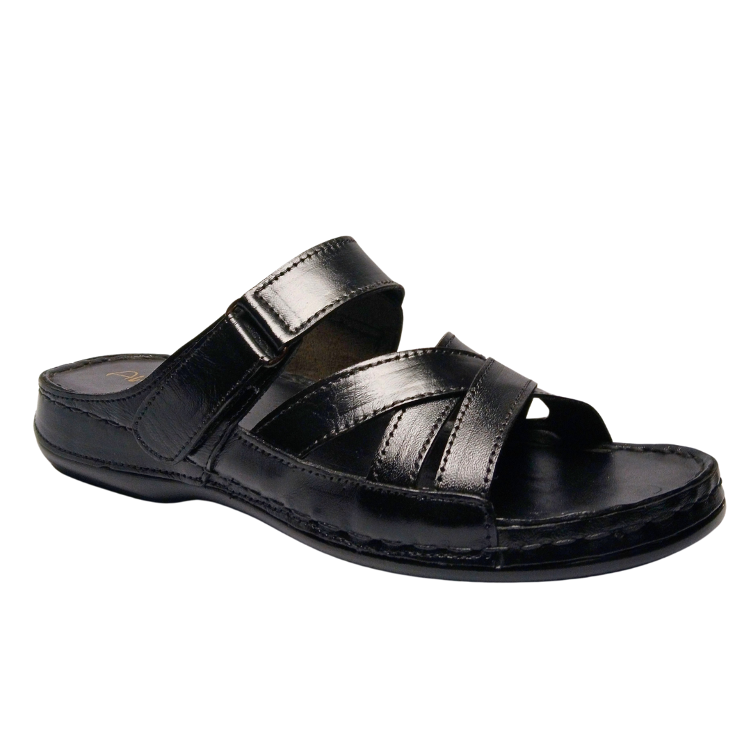 Men's Black Leather Slippers in Pakistan | Premium Leather Chappals for Men – Stylish & Comfortable