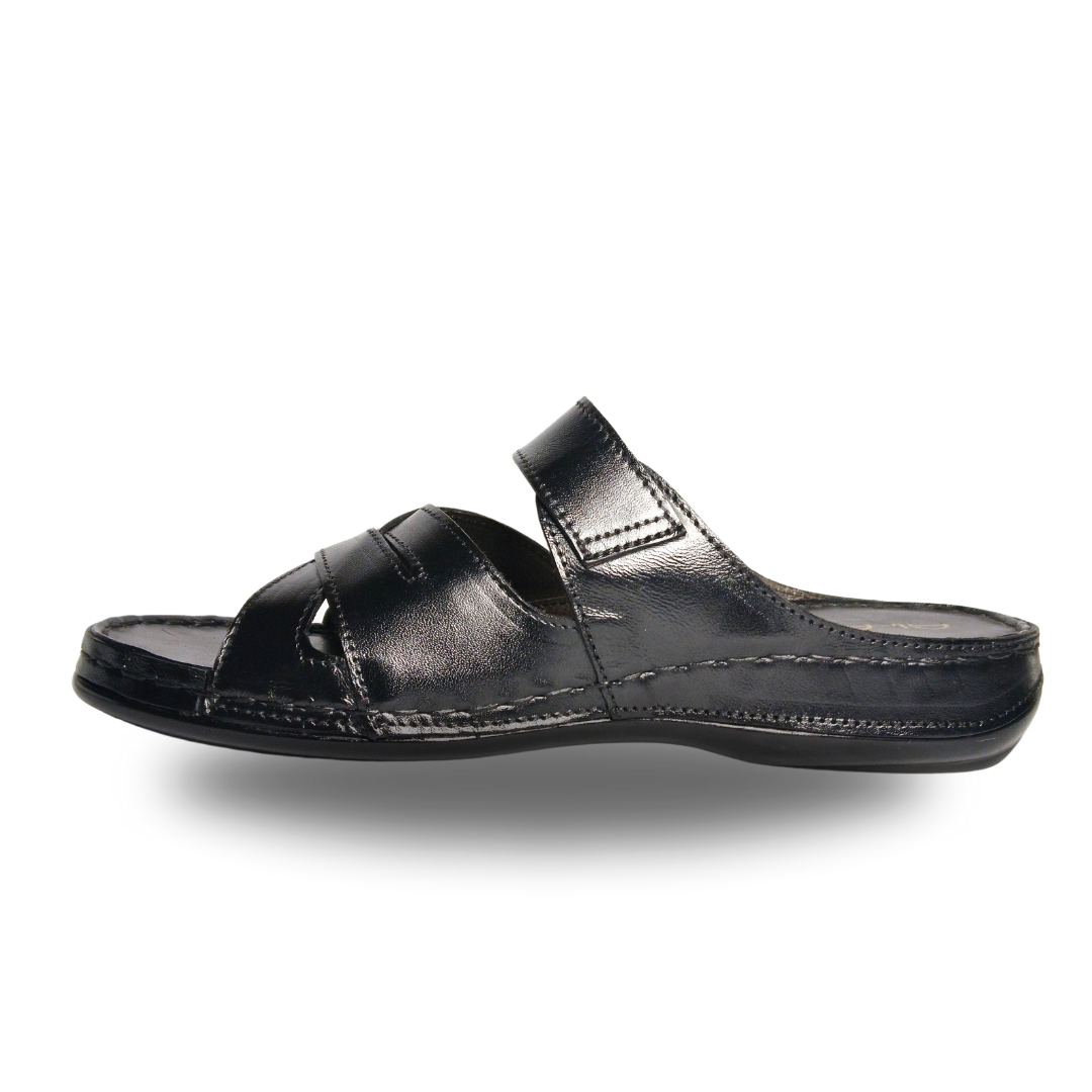 Men's Black Leather Slippers in Pakistan | Premium Leather Chappals for Men – Stylish & Comfortable