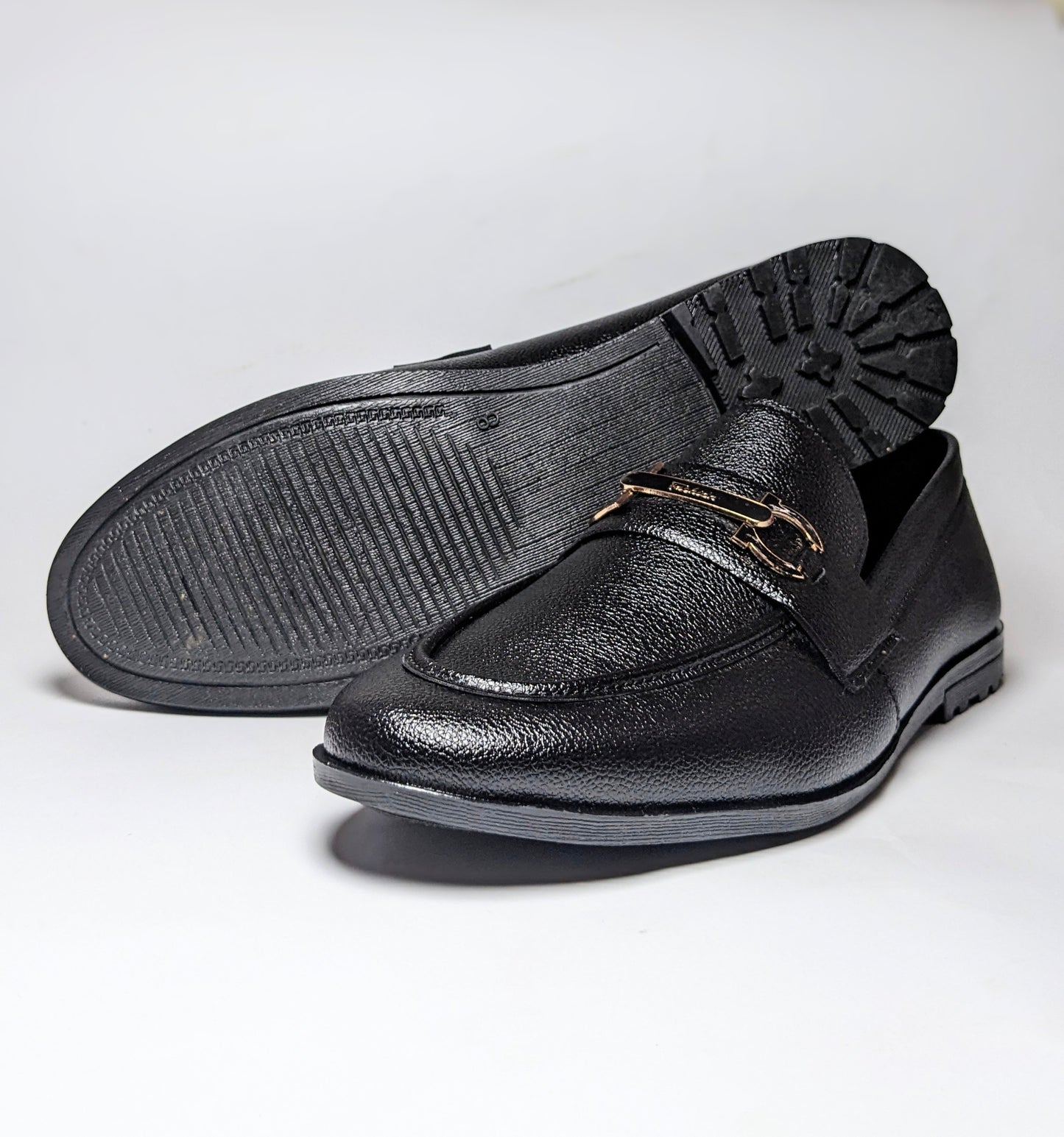 FL-06 Black Grain Leather Loafers for Men - Premium Formal & Casual Loafers | Best Price in Pakistan