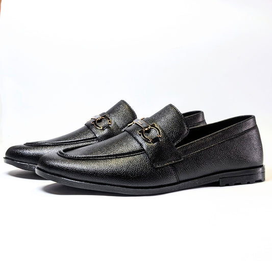 FL-06 Black Grain Leather Loafers for Men - Premium Formal & Casual Loafers | Best Price in Pakistan