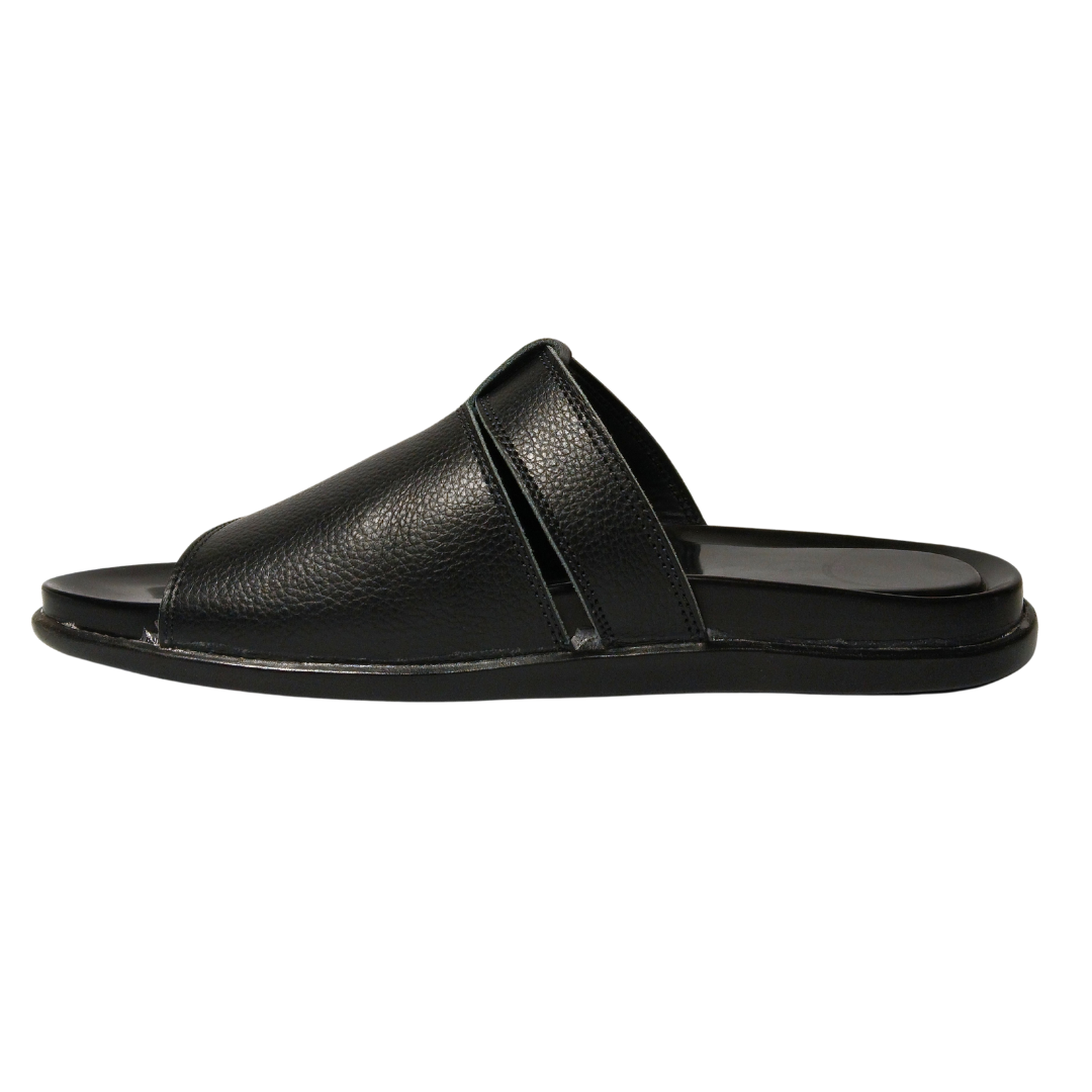 Men's Black Leather Slippers, Chappal – Premium Comfort & Style | Best Price in Pakistan | Shop High-Quality Mens Leather Slippers Online