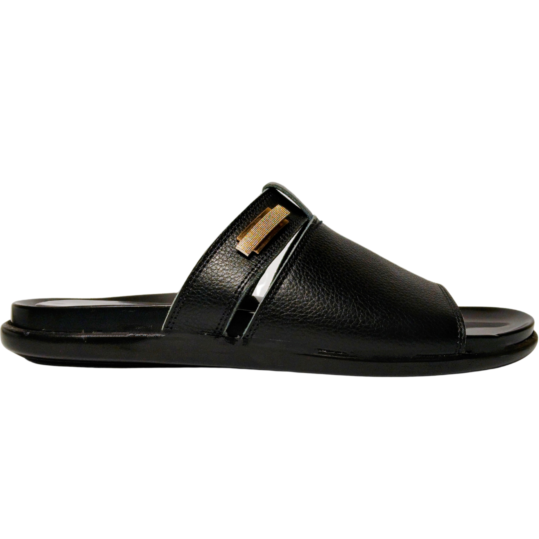 Men's Black Leather Slippers, Chappal – Premium Comfort & Style | Best Price in Pakistan | Shop High-Quality Mens Leather Slippers Online